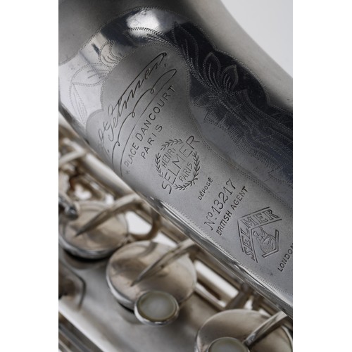 1856 - Good Henri Selmer Model 22 silver plated alto saxophone signed and stamped H Selmer 4 Place Dancourt... 