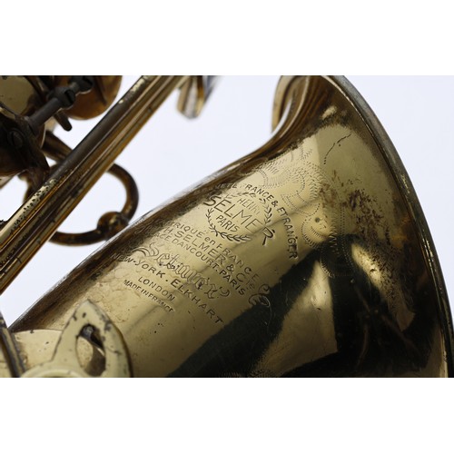 1857 - Good Henri Selmer Mark VI gold lacquered alto saxophone inscribed Henri Selmer, Paris, Fabrique en F... 