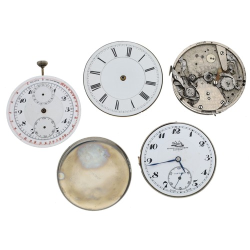 203 - Tavannes Watch Co. chronograph lever pocket watch movement, with dial; together with a U.S. Patent c... 