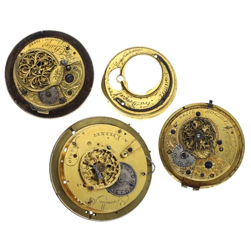 204 - Thos Phillips, London - fusee verge pocket watch movement for repair, no. 16446, with silver dial; t... 