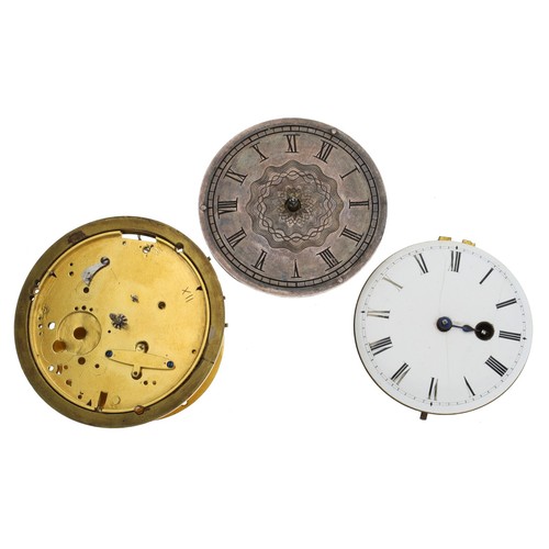 204 - Thos Phillips, London - fusee verge pocket watch movement for repair, no. 16446, with silver dial; t... 