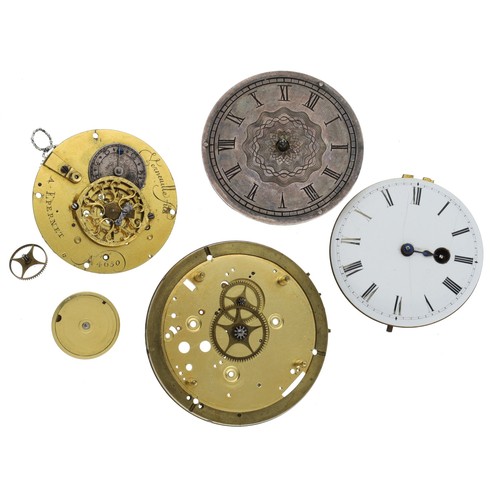 204 - Thos Phillips, London - fusee verge pocket watch movement for repair, no. 16446, with silver dial; t... 