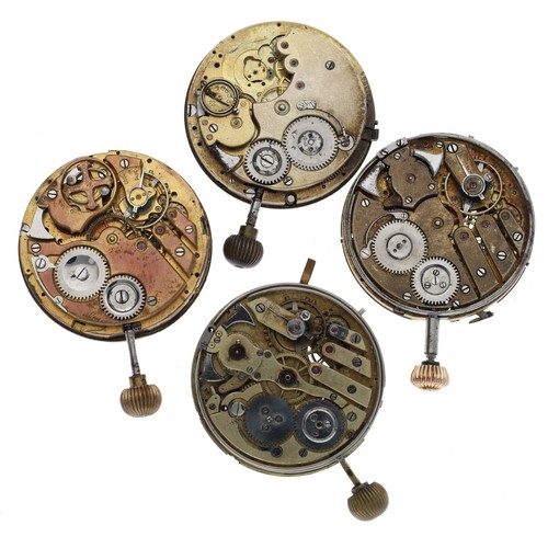 205 - Two repeater pocket watch movements for repair (lacking dials); together with two repeater pocket wa... 