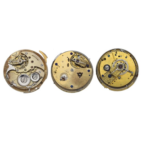 206 - James Whitelaw, Edinburgh - fusee lever repeater pocket watch movement for repair, with enamel dial;... 