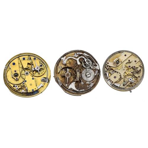 207 - Cylinder repeater pocket watch movement for repair (lacking dial); together with a lever repeater po... 