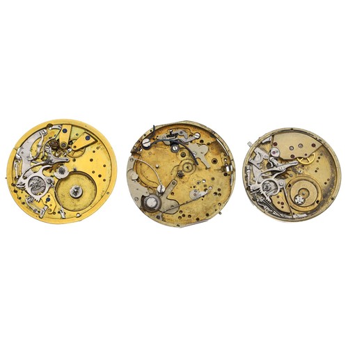 207 - Cylinder repeater pocket watch movement for repair (lacking dial); together with a lever repeater po... 