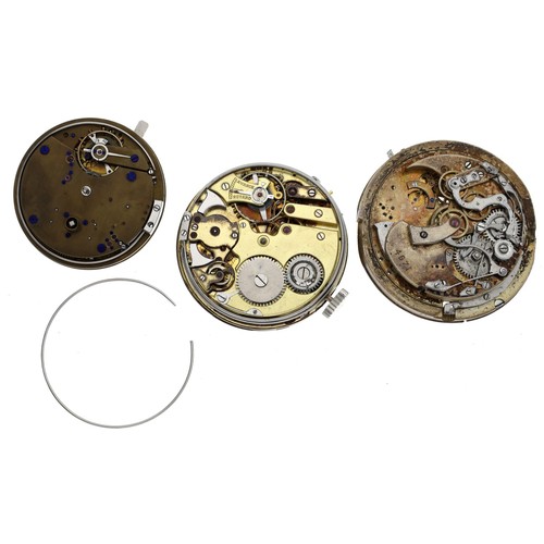 209 - Duplex repeater pocket watch movement for repair (lacking dial); together with a lever repeater move... 