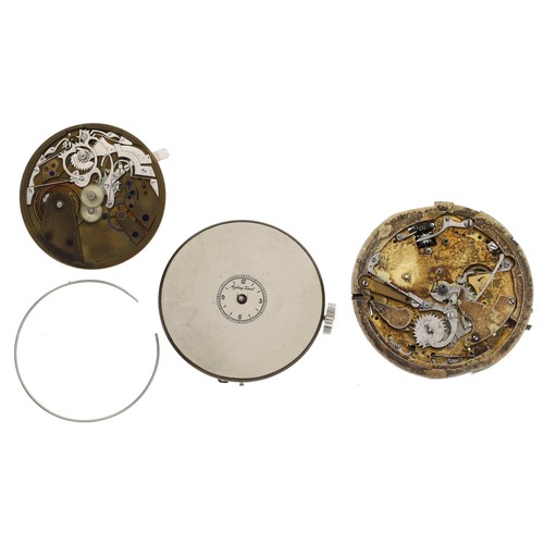 209 - Duplex repeater pocket watch movement for repair (lacking dial); together with a lever repeater move... 