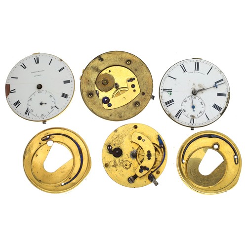 217 - Hawley's, London - fusee cylinder pocket watch movement for repair, no. 2387; together with a Brockb... 