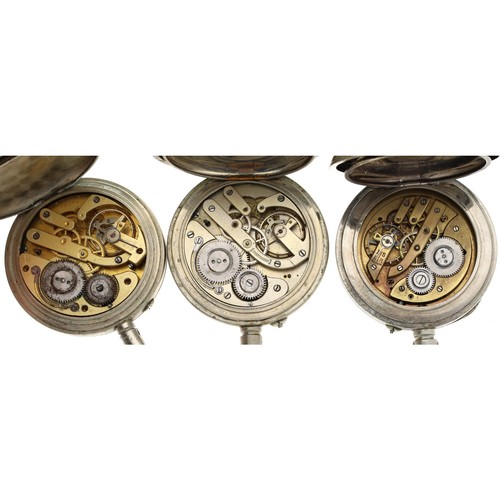 193 - Three Goliath nickel cased pocket watches for repair/spares (3)