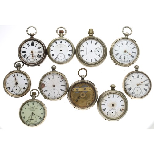 197 - Ten nickel cased pocket watches for repair to include Thomas Russell & Son (10)