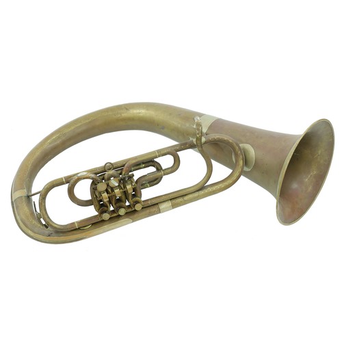 1866 - Early 20th century eastern European brass Helicon tuba, with three rotary valves