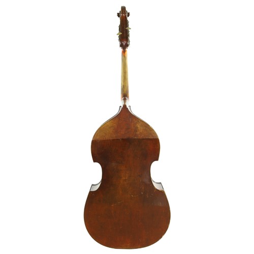 2519 - Czechoslovakian five string flat back double bass with bohemian-style viol/gamba body, length of bac... 