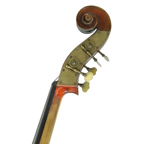 2519 - Czechoslovakian five string flat back double bass with bohemian-style viol/gamba body, length of bac... 