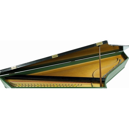 1543 - Modern Bentside spinet by and inscribed Stephen Fogg 1972 on the fascia board, within a green and bl... 