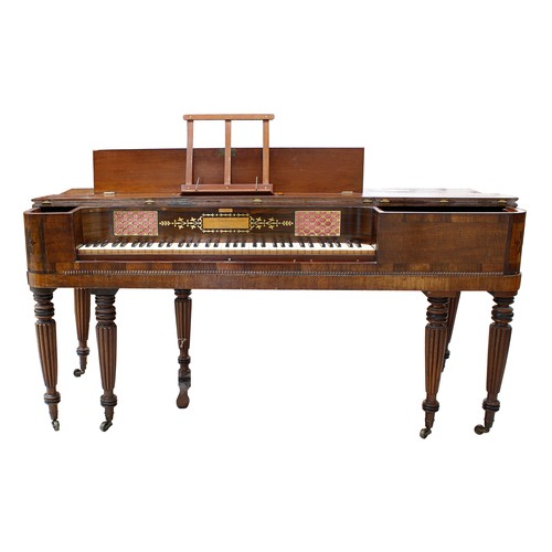 1548 - Mahogany and rosewood crossbanded square piano by John Broadwood & Sons circa 1820, the rosewood... 