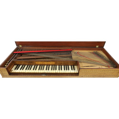 1542 - 18th century square piano by Fredericus Beck in need of restoration, the mahogany case with cable ba... 