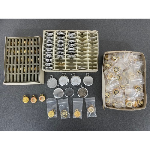 262 - Quantity of new/old stock pocket watch and fob watch cases, some pocket watch cases embossed with a ... 