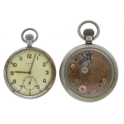 370 - British Military nickel cased lever pocket watch for repair, unsigned movement, the Dennison screw c... 