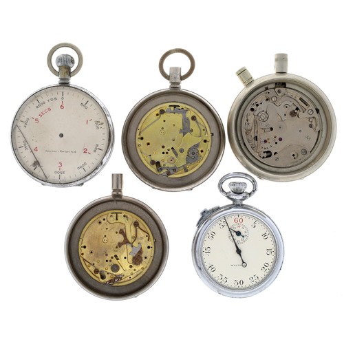 372 - Selection of Military pocket watches and stopwatches for repair to include three 'PATT. 6' nickel ca... 