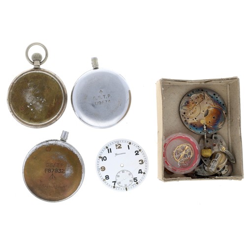 373 - Helvetia 'Bravingtons' British Military Army issue nickel cased lever pocket watch for repair/assemb... 