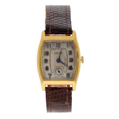 382 - Vintage rectangular gold plated gentleman's wristwatch, case no. 259249 1767, rectangular silvered d... 