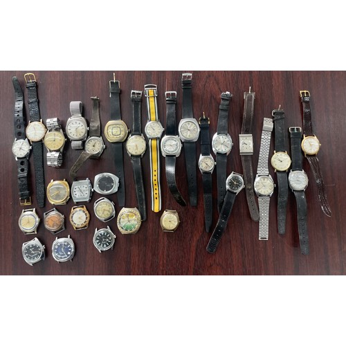 412 - Thirty gentleman's wristwatches for repair to include Cecila De Luxe Divers, Interpol automatic, Mon... 