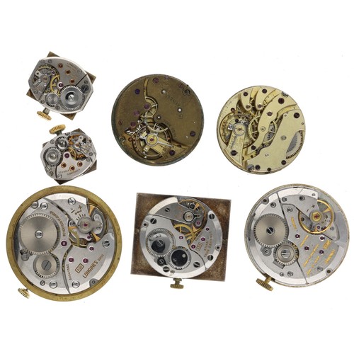 435 - Two Longines wristwatch movements, cal. 11.87 and 11.84N; together with two Longines ladies wristwat... 