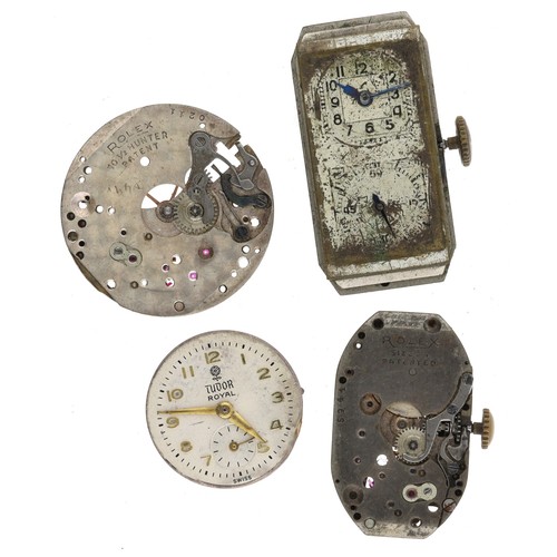 436 - Rolex 15 jewel wristwatch movement; together with a Rolex wristwatch movement for repair/spares; Tud... 