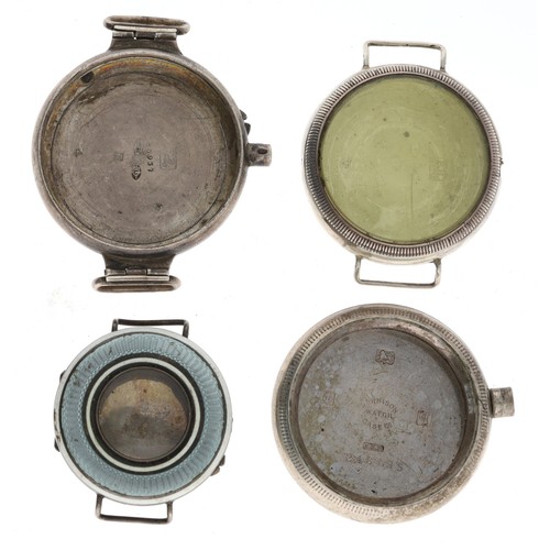 465 - Two silver Francois Borgel wristwatch cases (one lacking bezel); together with a Dennison silver cas... 