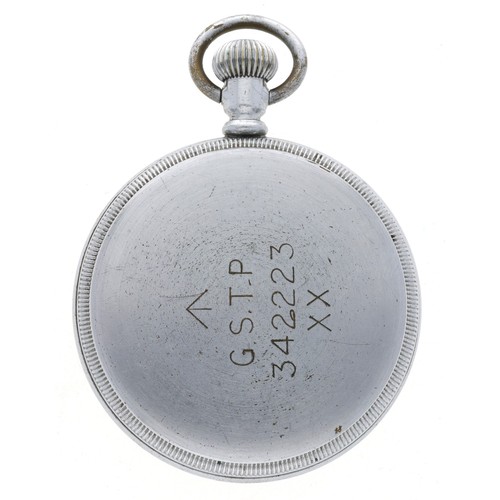 362 - Elgin National Watch Co. WWII British Military Army issue nickel cased lever pocket watch, circa 194... 