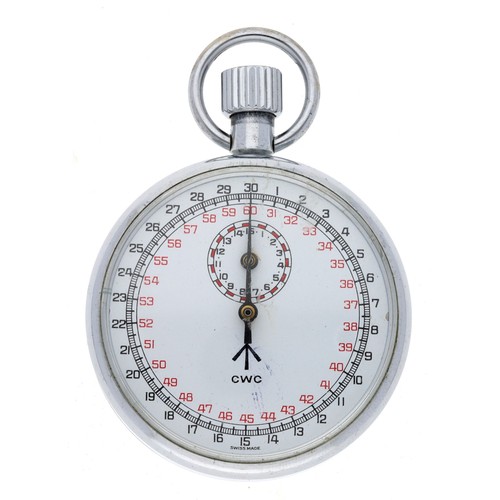 364 - CWC Military chrome cased pocket timer, 51mm