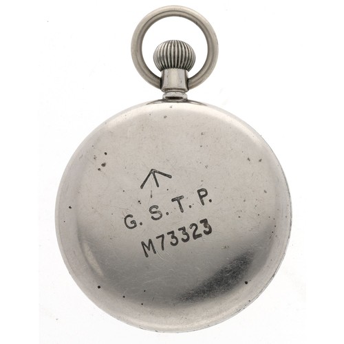 366 - Majex WWII British Military Army issue nickel cased lever pocket watch, 15 jewel three adjustments m... 