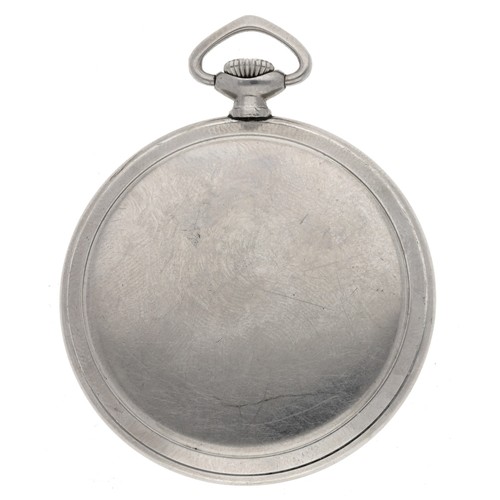 8 - Omega stainless steel lever dress pocket watch, serial no. 9248xxx, circa 1939, signed 15 jewel move... 