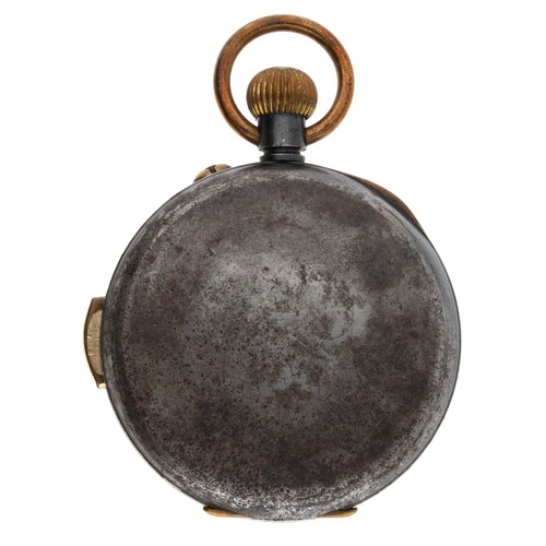 19 - Swiss gunmetal minute repeating lever pocket watch, gilt frosted movement, no. 15833, with compensat... 