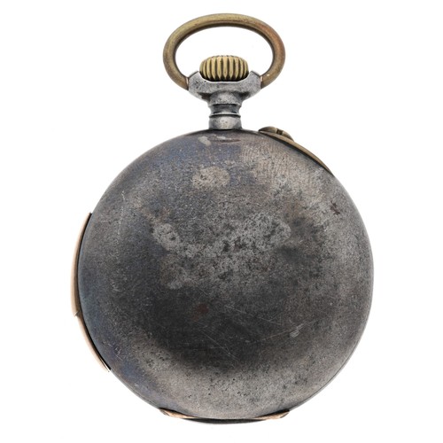 34 - Swiss gunmetal repeating lever pocket watch, gilt frosted movement with compensated balance, regulat... 