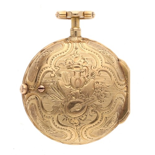 20 - Baillon, Paris - French late 18th century small gold verge small pocket watch, the fusee movement si... 