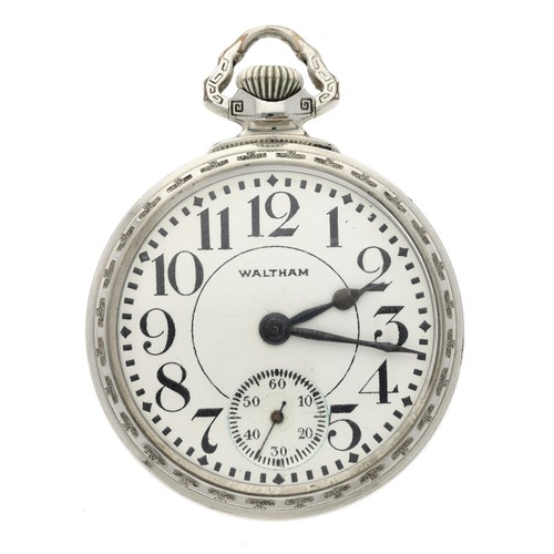 53 - American Waltham 'Vanguard' 14k white gold filled lever pocket watch, serial no. 19056705, circa 191... 