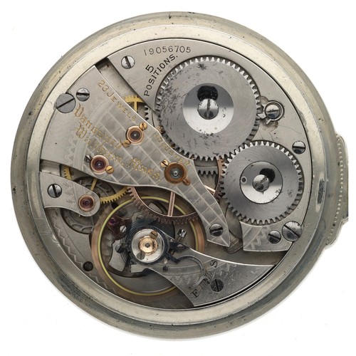 53 - American Waltham 'Vanguard' 14k white gold filled lever pocket watch, serial no. 19056705, circa 191... 