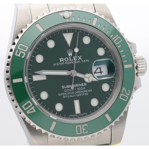 15 - Rolex Oyster Perpetual Date Submariner 'Hulk' stainless steel gentleman's wristwatch, reference no. ... 