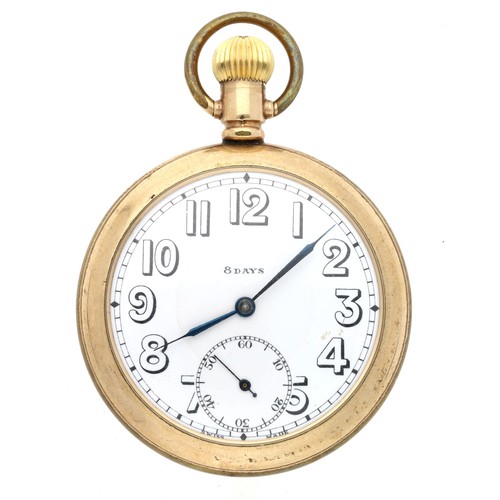 39 - Octavia Watch Co. '8 DAYS' gold plated lever pocket watch, signed 15 jewel 2 adjustments movement, U... 