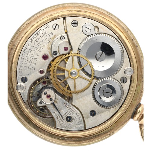 39 - Octavia Watch Co. '8 DAYS' gold plated lever pocket watch, signed 15 jewel 2 adjustments movement, U... 