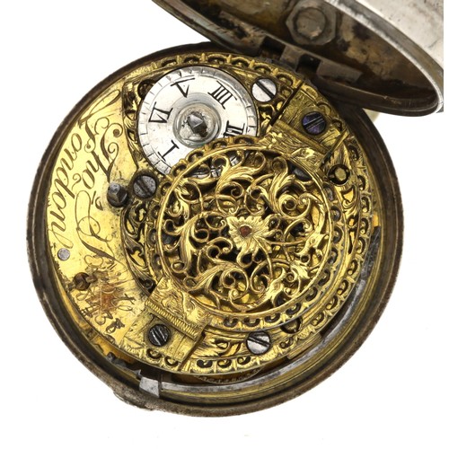 41 - Thos. Best, London - George III silver verge pocket watch, London 1764, signed fusee movement, no. 8... 