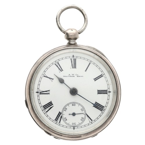 56 - American Waltham silver lever pocket watch, serial no. 5249341, circa 1891, signed movement with Pat... 