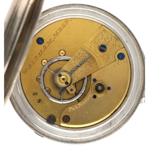 56 - American Waltham silver lever pocket watch, serial no. 5249341, circa 1891, signed movement with Pat... 