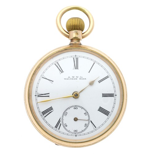 58 - American Waltham gold plated lever pocket watch, serial no. 6456623, circa 1893, signed movement wit... 