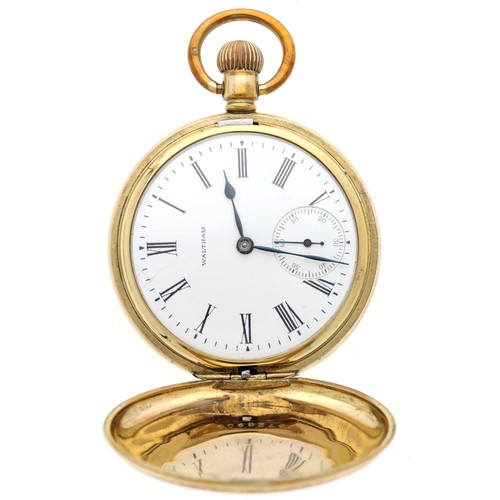 60 - American Waltham 'Traveler' gold plated lever hunter pocket watch, serial no. 17695630, circa 1909, ... 