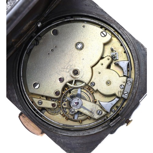 72 - French square gunmetal cased quarter repeater pocket watch, the frosted lever movement with compensa... 