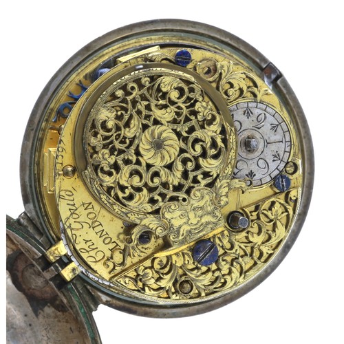 70 - Christopher Gould, London - English early 18th century silver verge pocket watch, circa 1700, the fu... 