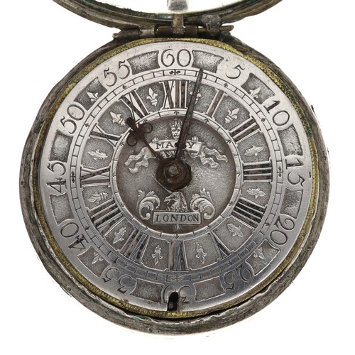 68 - Massy, London - English early 18th century silver verge pocket watch, the fusee movement signed Mass... 